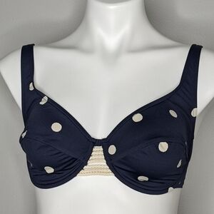 Maryan Mehlhorn navy cream polka dot bikini top 8/D